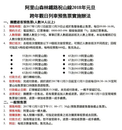 ▲阿里山森铁跨年观日列车。(图/台铁提供)