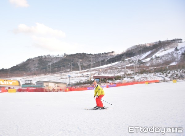 ▲%己??018平昌冬奥滑雪赛场InterContinental Alpensia Pyeongchang Resort阿尔帕西亚洲际度假酒店的初阶练习场。(图/记者李姿仪摄)