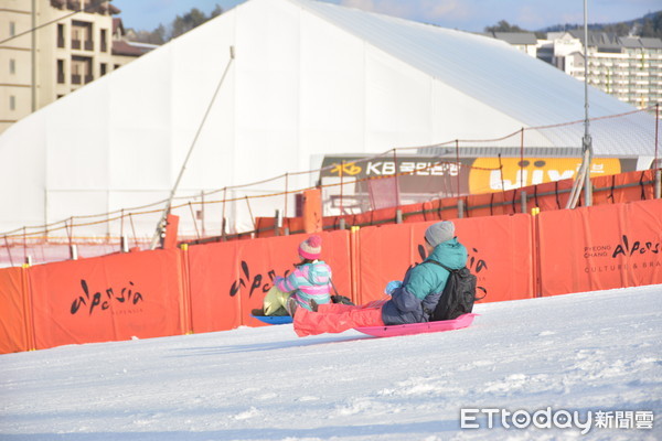 ▲%己??018平昌冬奥滑雪赛场InterContinental Alpensia Pyeongchang Resort阿尔帕西亚洲际度假酒店的初阶练习场。(图/记者李姿仪摄)
